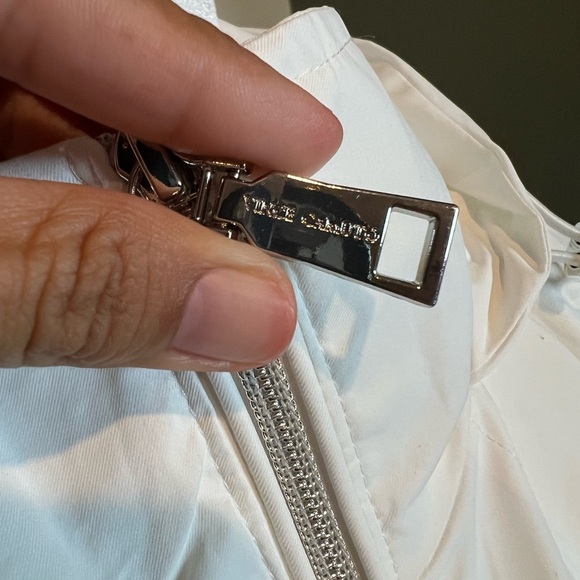 Vince Camuto White Rain Jacket Hooded Size M Water & Wind Resistant Lightweight - Picture 4 of 13